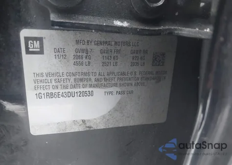 2013 Chevrolet Volt from USA, damaged, VIN 1G1RB6E43DU120530